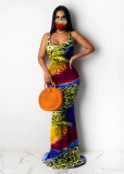 Tie Dye Print Sleeveless Slim Mermaid Maxi Dress SFY-126