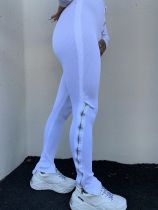 Solid High Waist Zipper Skinny Long Sweatpants LA-3190
