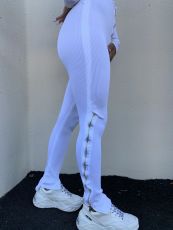 Solid High Waist Zipper Skinny Long Sweatpants LA-3190