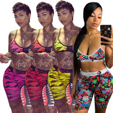 Sexy Camo Shark Print Ftness Two Piece Suits LSL-6222