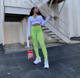 Solid High Waist Zipper Skinny Long Sweatpants LA-3190