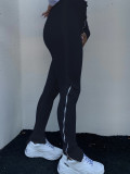 Solid High Waist Zipper Skinny Long Sweatpants LA-3190