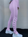 Solid High Waist Zipper Skinny Long Sweatpants LA-3190