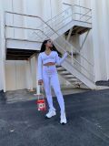 Solid High Waist Zipper Skinny Long Sweatpants LA-3190