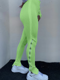 Solid High Waist Zipper Skinny Long Sweatpants LA-3190