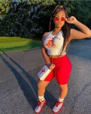 Plus Size Casual Tank Top Shorts Two Piece Suit FNN-8390