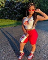 Plus Size Casual Tank Top Shorts Two Piece Suit FNN-8390