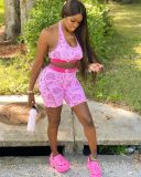Casual Printed Tank Tops Shorts Fitness 2 Piece Suits LSL-6350