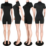 Solid Half Turtleneck Activewear Skinny Rompers ASL-6271
