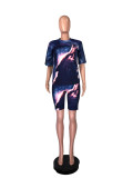 Casual Printed T Shirt Shorts Two Piece Suits WAF-5017