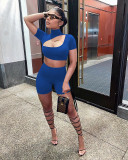 Sexy Stand Collar Slim Solid Color Two Piece Set MEM-8282