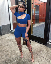 Sexy Stand Collar Slim Solid Color Two Piece Set MEM-8282