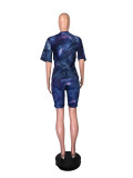 Casual Printed T Shirt Shorts Two Piece Suits WAF-5017