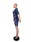 Casual Printed T Shirt Shorts Two Piece Suits WAF-5017