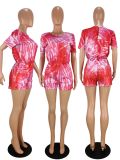 Tie Dye Print Short Sleeve One Piece Rompers WSM-5155