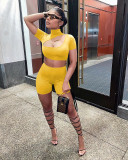 Sexy Stand Collar Slim Solid Color Two Piece Set MEM-8282