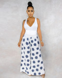Casual Polka Dot Print Wide Leg Long Pants BS-1193