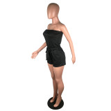 Solid Strapless Sexy Sashes One Piece Rompers BS-1192