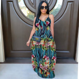 Sexy Printed Spaghetti Strap Maxi Dress MOF-5165