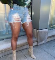 Denim Ripped Hole Tassel Jeans Shorts MOF-8821