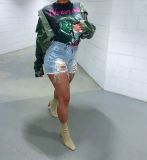 Denim Ripped Hole Tassel Jeans Shorts MOF-8821