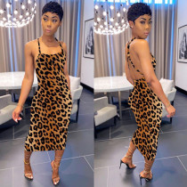 Leopard/Camo/Snakeskin Print Backless Slip Dress MK-3005