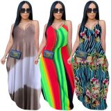Sexy Printed Spaghetti Strap Maxi Dress MOF-5165