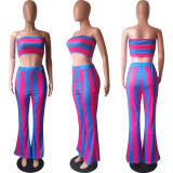 Stripe Tube Top Two Piece Pant Set HMS-5253