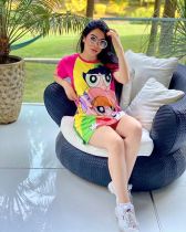 Cartoon Print Short Sleeve O Neck T Shirt Dress TR-1041