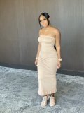 Solid Strapless Split Slim Maxi Tube Dress WSM-5161