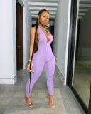 Fashion Sexy Backless Deep V Halter Jumpsuit YS-8570