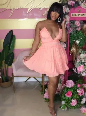 Sexy Backless Spaghetti Strap Big Swing Mini Dress AIL-104