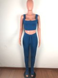Sexy Crop Top Stacked Pants Two Piece Sets OSM-6080