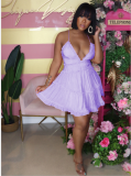 Sexy Backless Spaghetti Strap Big Swing Mini Dress AIL-104