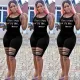 Letter Print Sleeveless Holes One Piece Rompers BN-9237