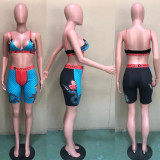 Sexy Printed Tank Top And Shorts Fitness 2 Piece Sets BN-9242