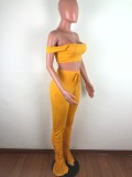 Sexy Crop Top Stacked Pants Two Piece Sets OSM-6080