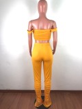 Sexy Crop Top Stacked Pants Two Piece Sets OSM-6080
