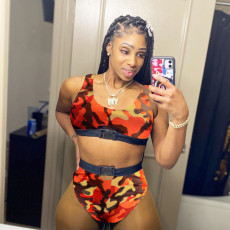 Sexy Camo Print Tank Tops And Shorts 2 Piece Sets JH-171