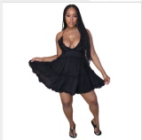 Sexy Backless Spaghetti Strap Big Swing Mini Dress AIL-104
