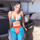 Sexy Printed Tank Top And Shorts Fitness 2 Piece Sets BN-9242