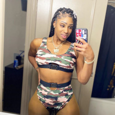 Sexy Camo Print Tank Tops And Shorts 2 Piece Sets JH-171