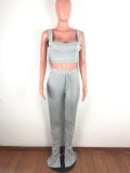 Sexy Crop Top Stacked Pants Two Piece Sets OSM-6080