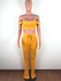 Sexy Crop Top Stacked Pants Two Piece Sets OSM-6080