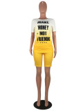 Fashion Street Gradient Alphabet Printing Two Piece Set SMD-2031