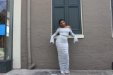 Temperament Sexy Solid Color Backless Flare Sleeve Folds Suits SMD-2028