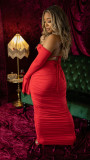 Temperament Sexy Solid Color Backless Flare Sleeve Folds Suits SMD-2028