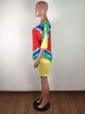 Plus Size Tie Dye O Neck Two Piece Shorts Set LX-2070