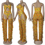 Sexy Mesh Cartoon Print One Piece Bikinis With Pants SFY-109