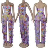 Sexy Mesh Cartoon Print One Piece Bikinis With Pants SFY-109